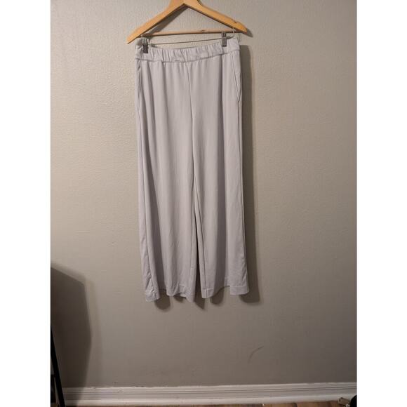 Club Monaco Women’s Pants Grey Size L Dress‎ Pant Wide Leg Knit Pull On - Picture 1 of 9